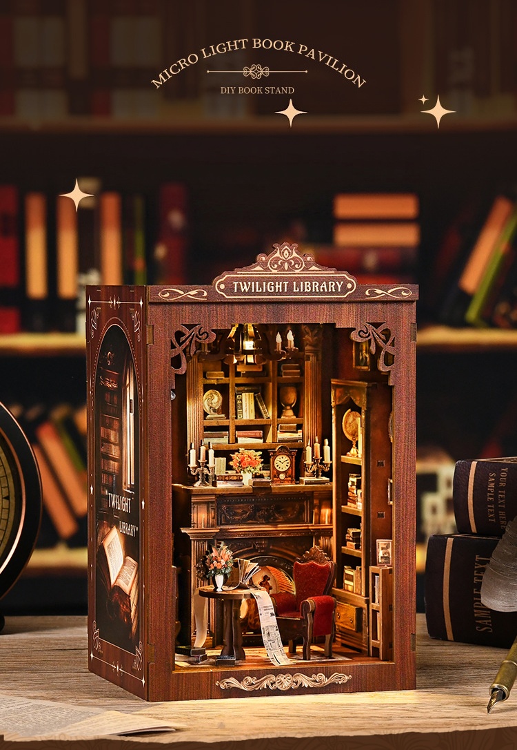 Diy Miniature Dollhouse Kit Book Nook - DIY Book Nook Kit Miniature Wooden