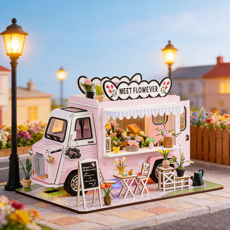 Miniature Led Light Kit For Dollhouse - DIY Flower Truck Dollhouse Kit 3D