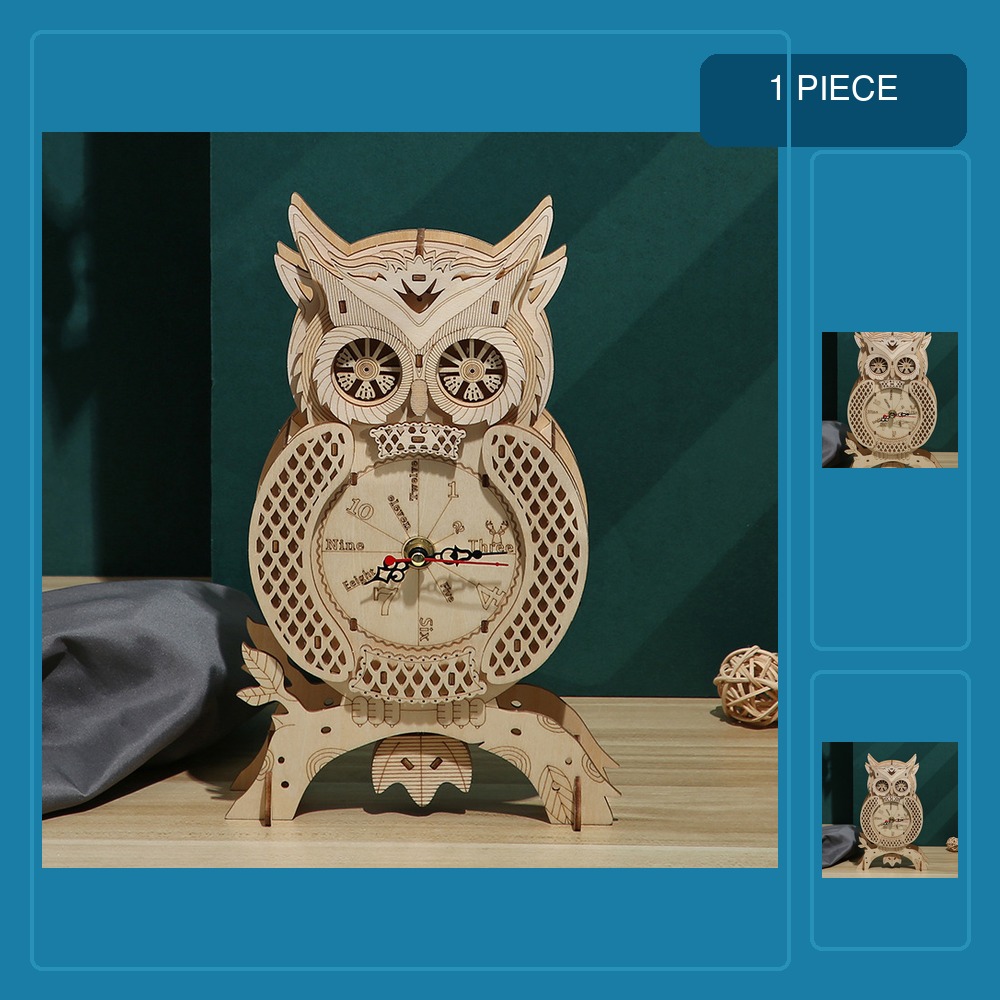 Wooden Clock Puzzle Mechanical Pendulum - Wooden Owl Desk Standing Pendulum Clock