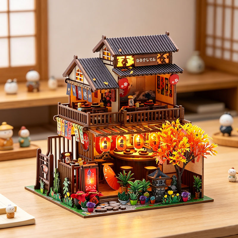 Miniature Led Light Kit For Dollhouse - Japanese Izakaya Sushi Restaurant DIY Miniature