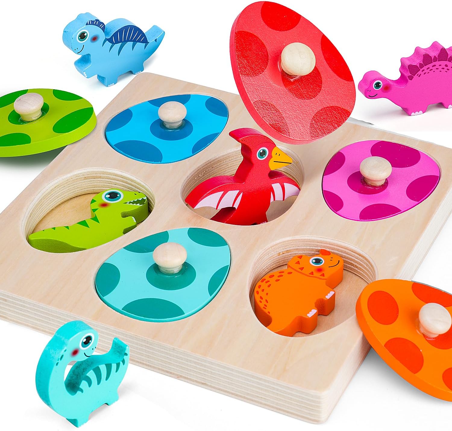 3D Wooden Mechanical Puzzle Marble Run - Wooden Dinosaur Jigsaw Puzzle Toys Montessori