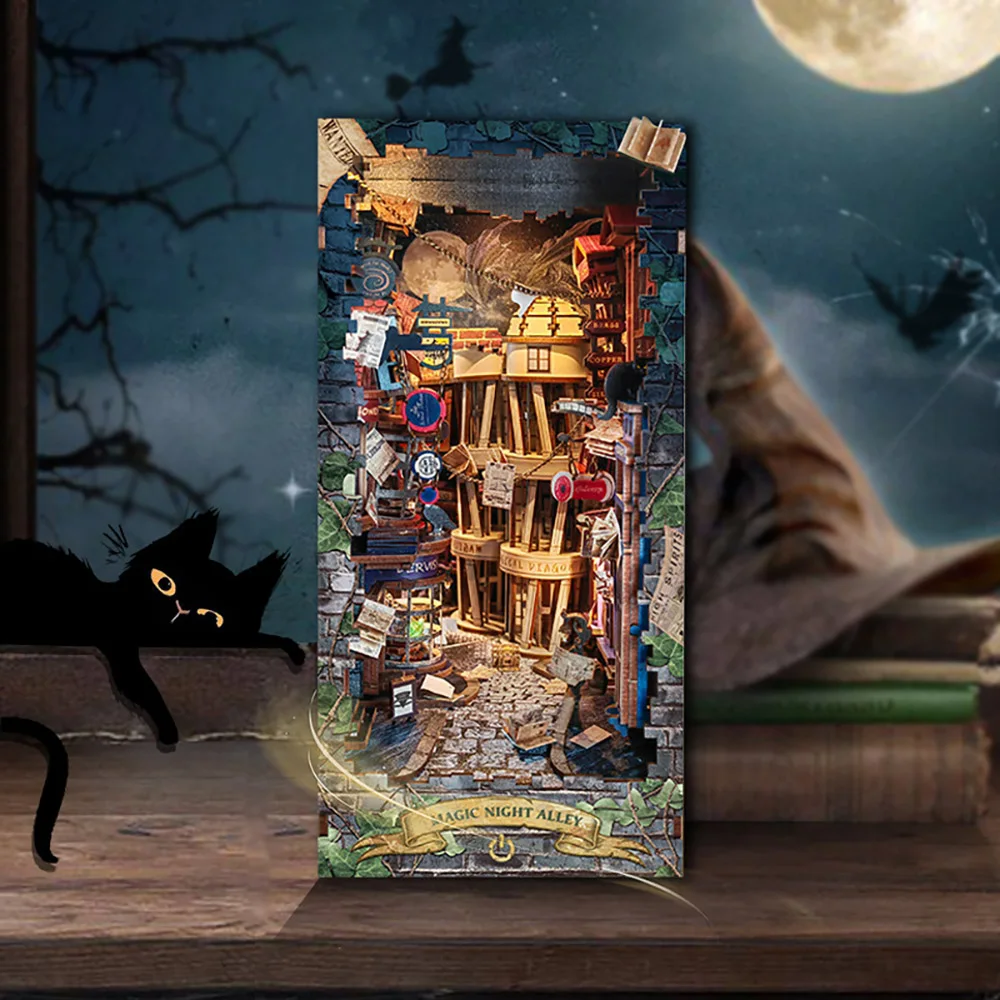 NEW Retro DIY Wooden Book Nook - Book Nook Shelf Insert Alley Diy 评论和价格
