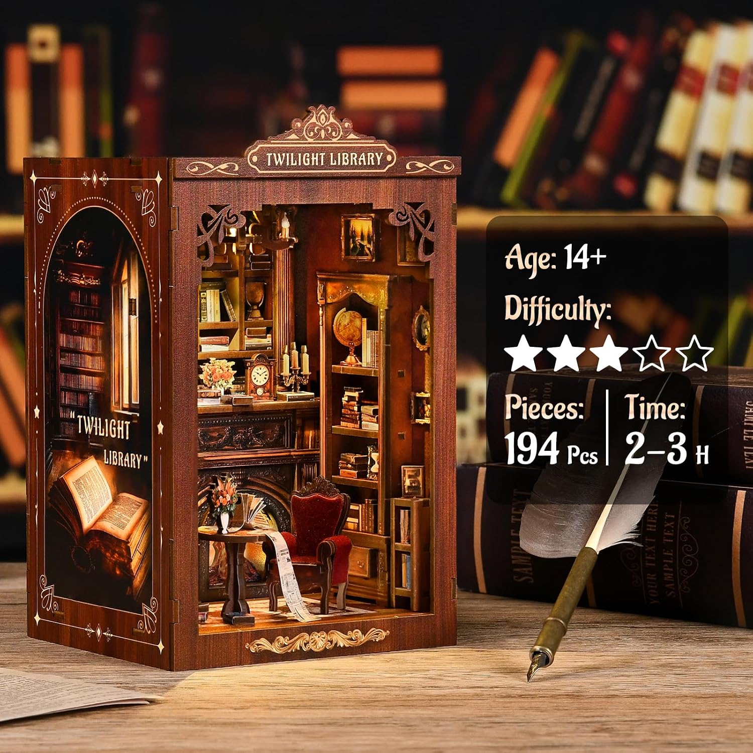 DIY Book Nook Kit Miniature Wo - Diy Miniature Dollhouse Kit Book Nook 评论和价格