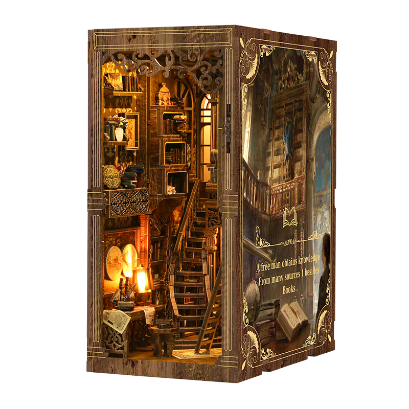 DIY Wooden Book Nook Insert Ki - Diy Miniature Dollhouse Kit Book Nook 评论和价格
