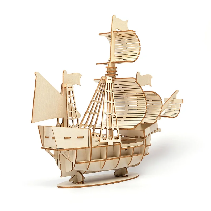 3D Sailboat Wooden Puzzle Asse - 3D Wooden Mechanical Puzzle Marble Run 评论和价格