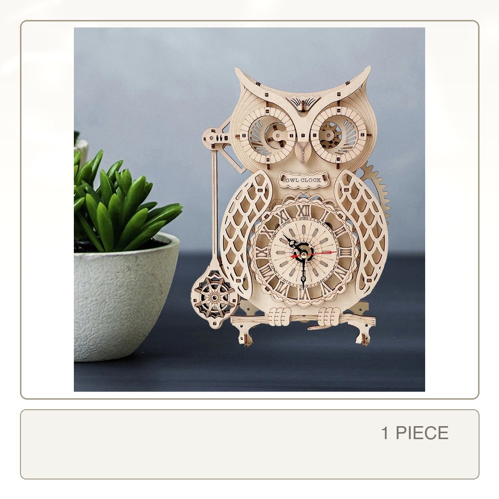 3D Wooden Owl Clock Stereoscop - Wooden Clock Puzzle Mechanical Pendulum 评论和价格