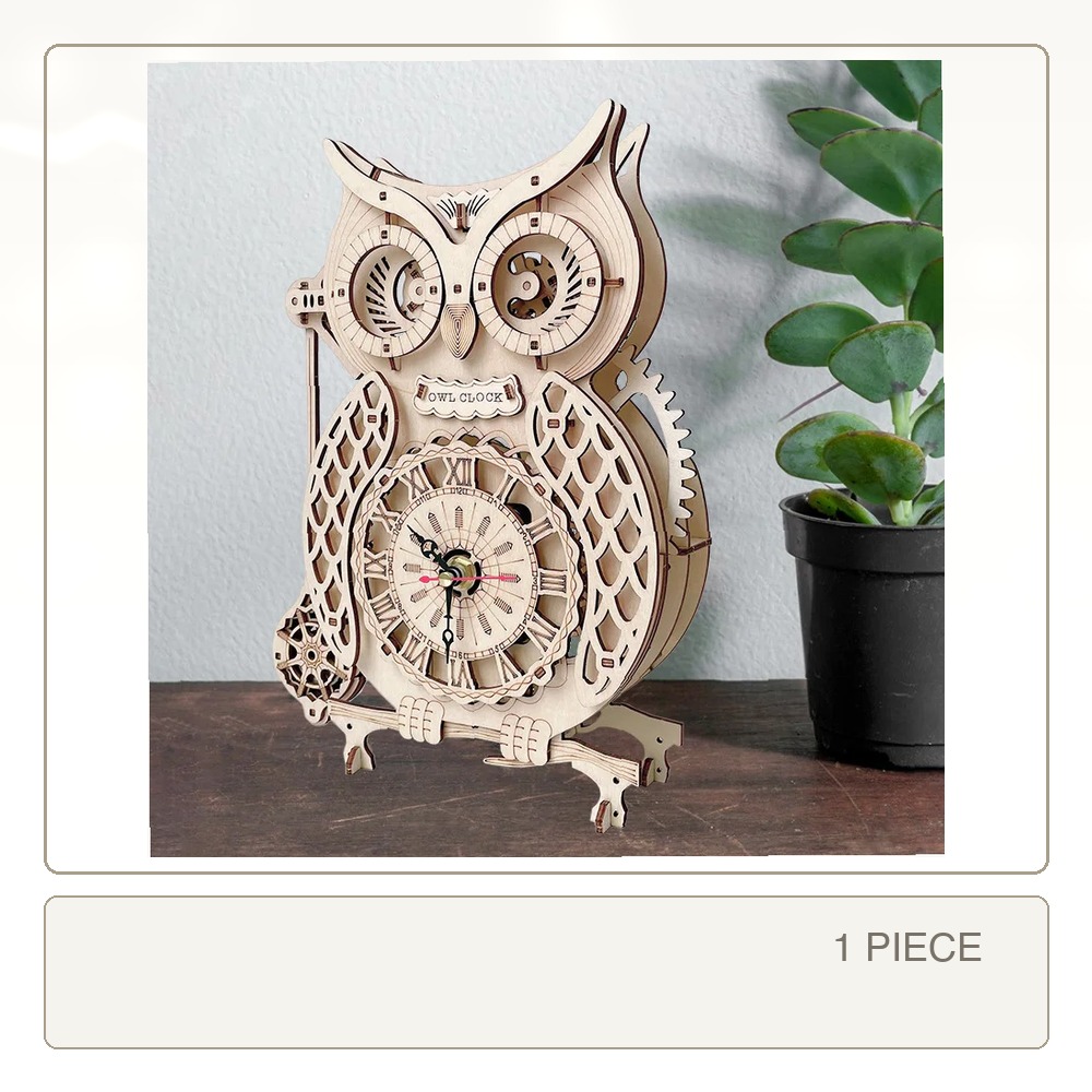 3D Wooden Owl Clock Stereoscop - Wooden Clock Puzzle Mechanical Pendulum 评论和价格