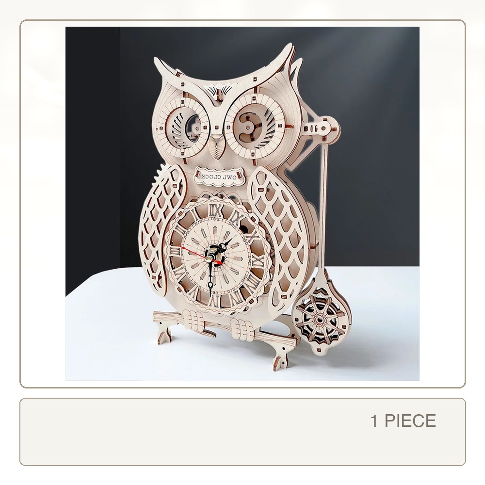 3D Wooden Owl Clock Stereoscop - Wooden Clock Puzzle Mechanical Pendulum 评论和价格