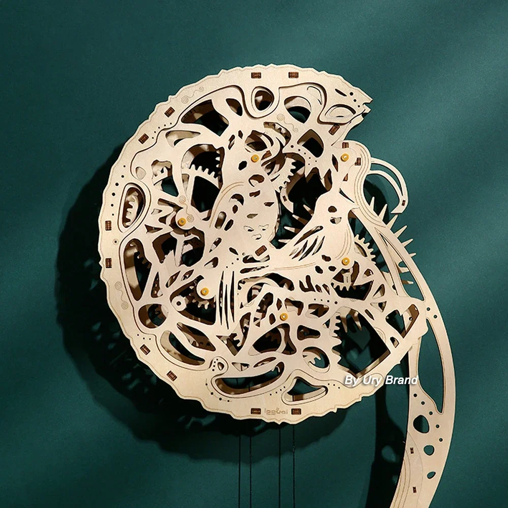 URY DIY 3D Wooden Puzzle Owl W - Wooden Clock Puzzle Mechanical Pendulum 评论和价格