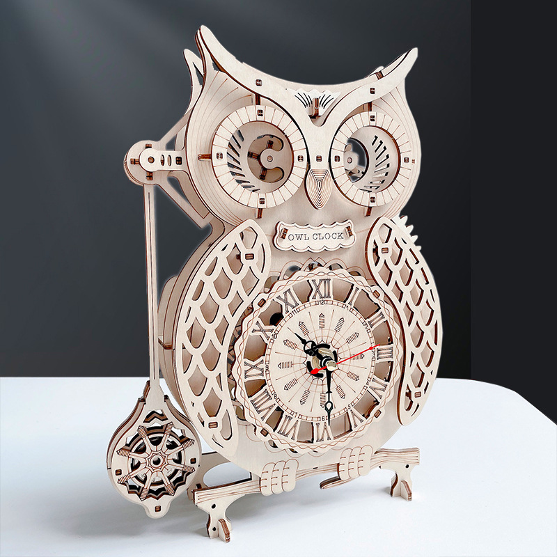 Wooden Puzzle 3D Owl Clock Mod - Wooden Clock Puzzle Mechanical Pendulum 评论和价格
