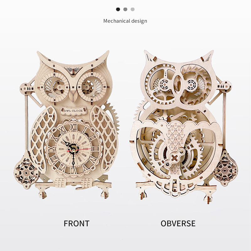 Wooden Puzzle 3D Owl Clock Mod - Wooden Clock Puzzle Mechanical Pendulum 评论和价格