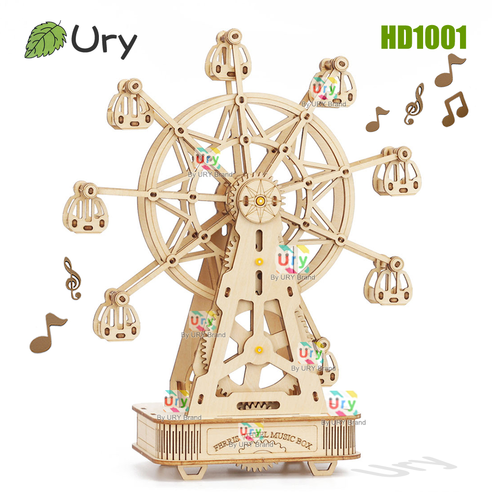 Rotatable DIY 3D Puzzles Mini  - Music Box Wooden 3D Puzzle Rotating 评论和价格