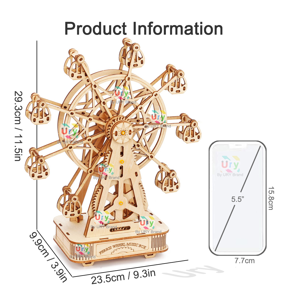 Rotatable DIY 3D Puzzles Mini  - Music Box Wooden 3D Puzzle Rotating 评论和价格