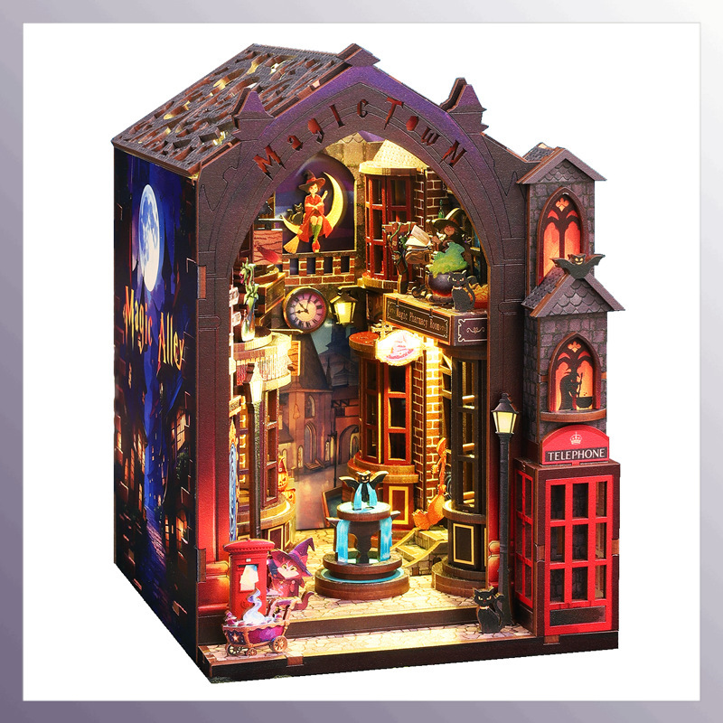 New Diy Wooden Magic Alley Boo - Book Nook Shelf Insert Alley Diy 评论和价格