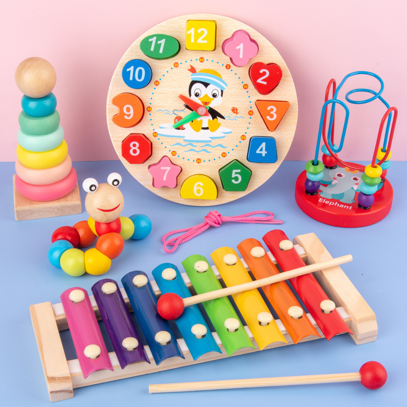 Montessori Baby Toys Kids 3D W - 3D Wooden Mechanical Puzzle Marble Run 评论和价格