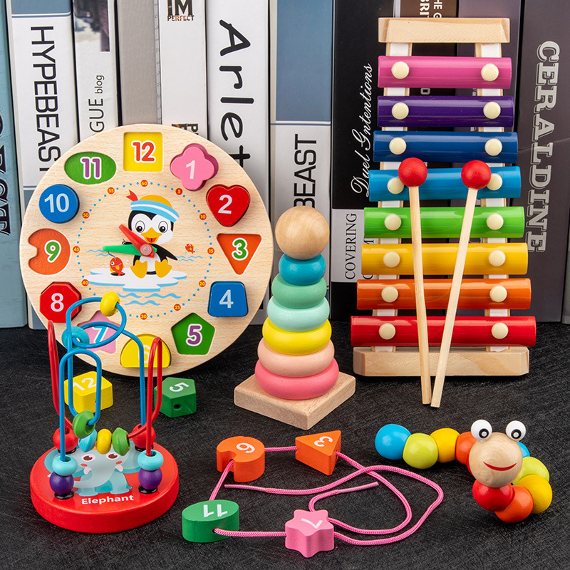 Montessori Baby Toys Kids 3D W - 3D Wooden Mechanical Puzzle Marble Run 评论和价格