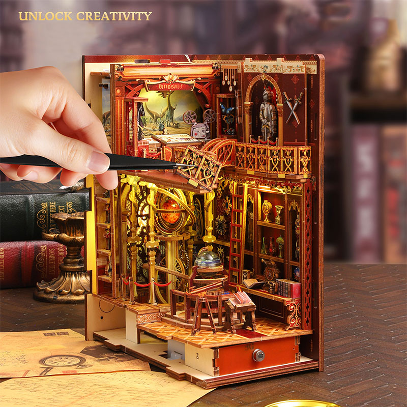 Book Nook Kit DIY Wooden Minia - Miniature Led Light Kit For Dollhouse 评论和价格