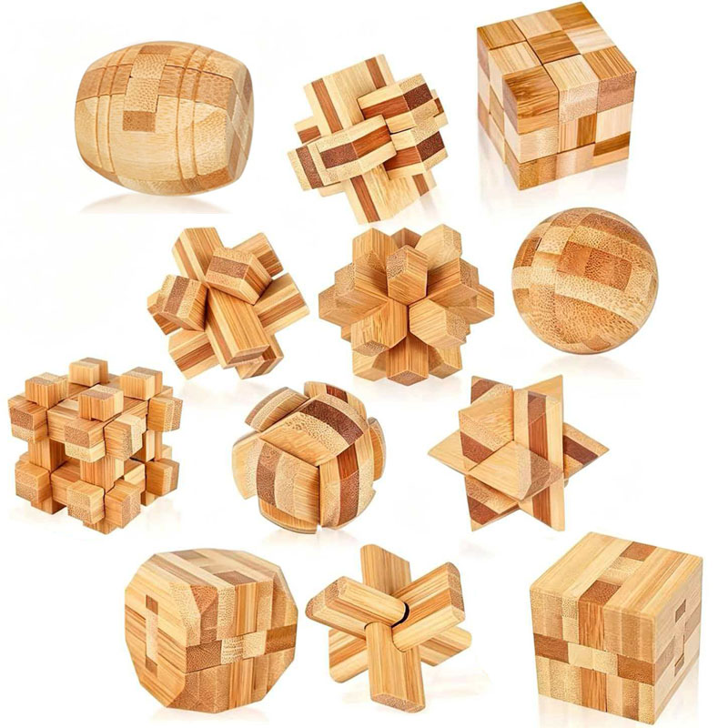 NEW 4.5CM Lu Ban Lock Puzzle B - 3D Wooden Mechanical Puzzle Marble Run 评论和价格