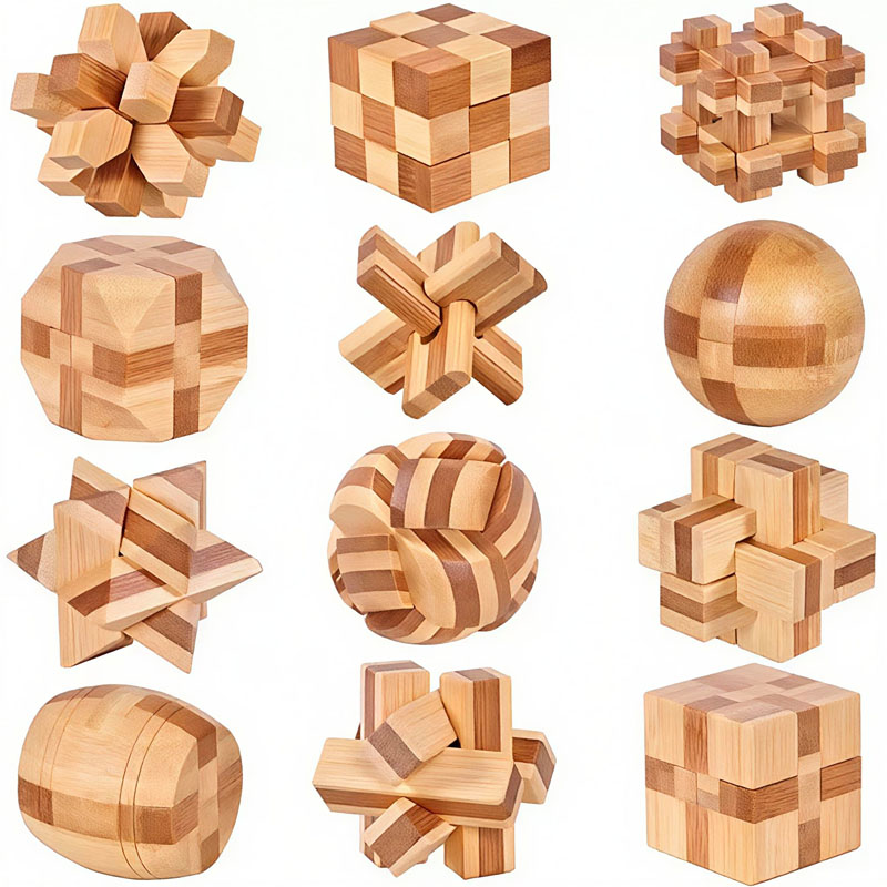 NEW 4.5CM Lu Ban Lock Puzzle B - 3D Wooden Mechanical Puzzle Marble Run 评论和价格