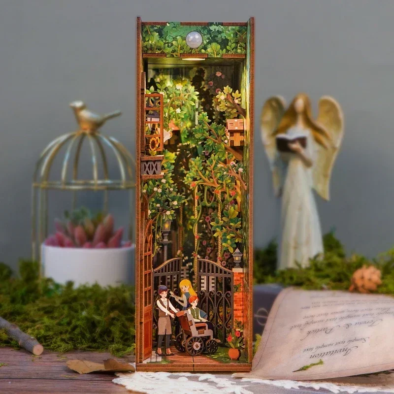 DIY Wooden Book Nook Shelf Ins - Diy Miniature Dollhouse Kit Book Nook 评论和价格