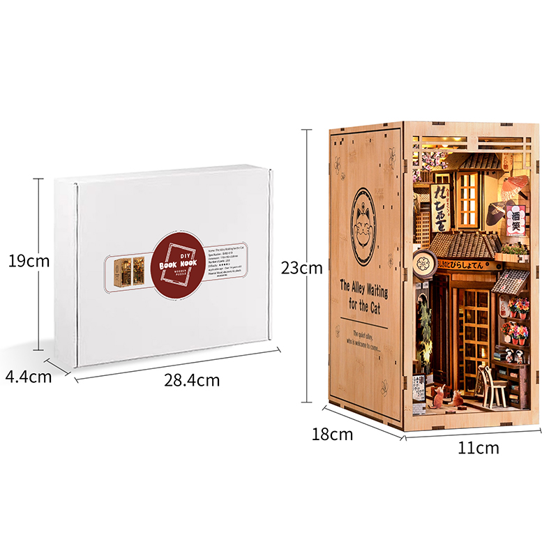LED Wooden Book Nook Kit DIY 3 - Diy Miniature Dollhouse Kit Book Nook 评论和价格