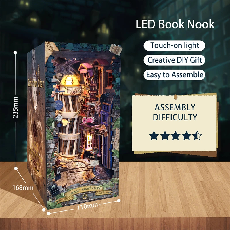 NEW Retro DIY Wooden Book Nook - Book Nook Shelf Insert Alley Diy 评论和价格