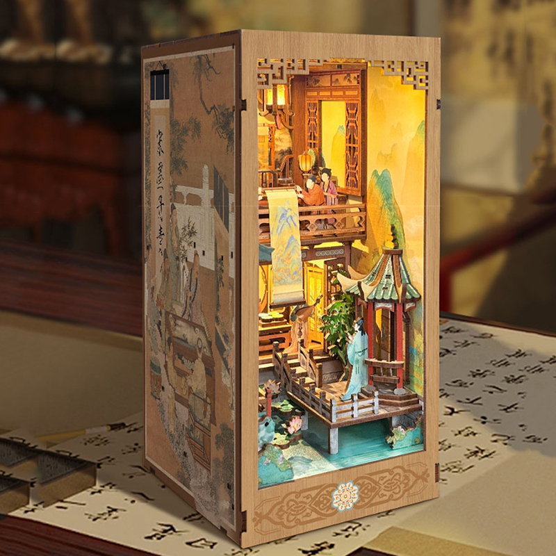 DIY Wooden Book Nook Shelf Ins - Diy Miniature Dollhouse Kit Book Nook 评论和价格