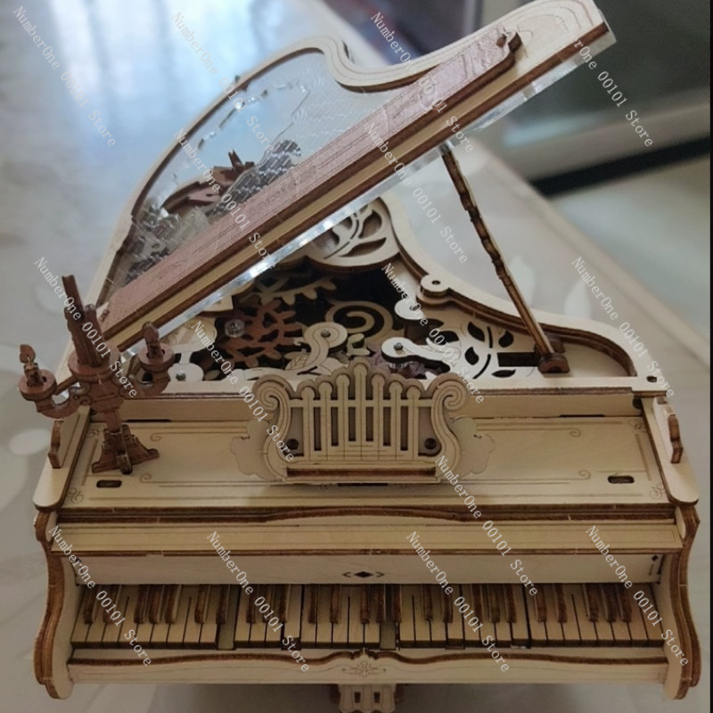 Piano Music Box 3D Wooden Puzz - Music Box Wooden 3D Puzzle Rotating 评论和价格