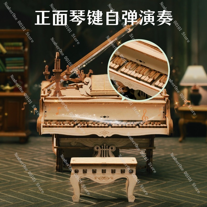 Piano Music Box 3D Wooden Puzz - Music Box Wooden 3D Puzzle Rotating 评论和价格