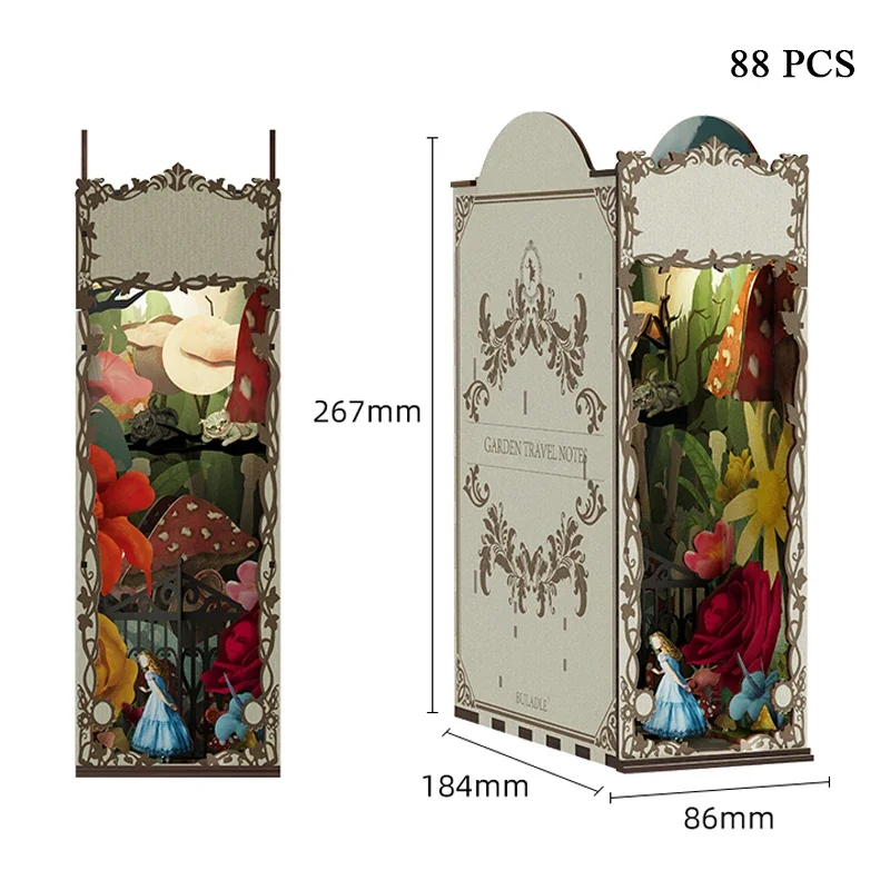 Garden Travelogue Bookends Boo - Diy Miniature Dollhouse Kit Book Nook 评论和价格