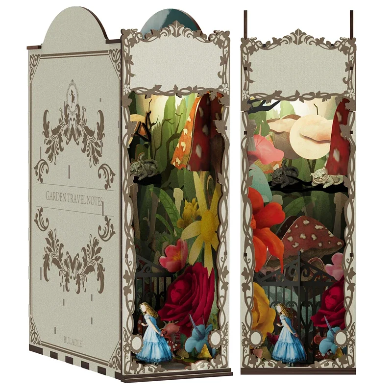 Garden Travelogue Bookends Boo - Diy Miniature Dollhouse Kit Book Nook 评论和价格