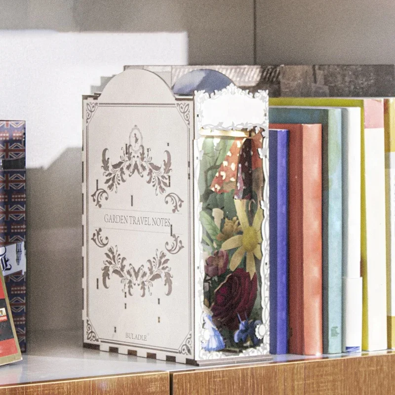 Garden Travelogue Bookends Boo - Diy Miniature Dollhouse Kit Book Nook 评论和价格
