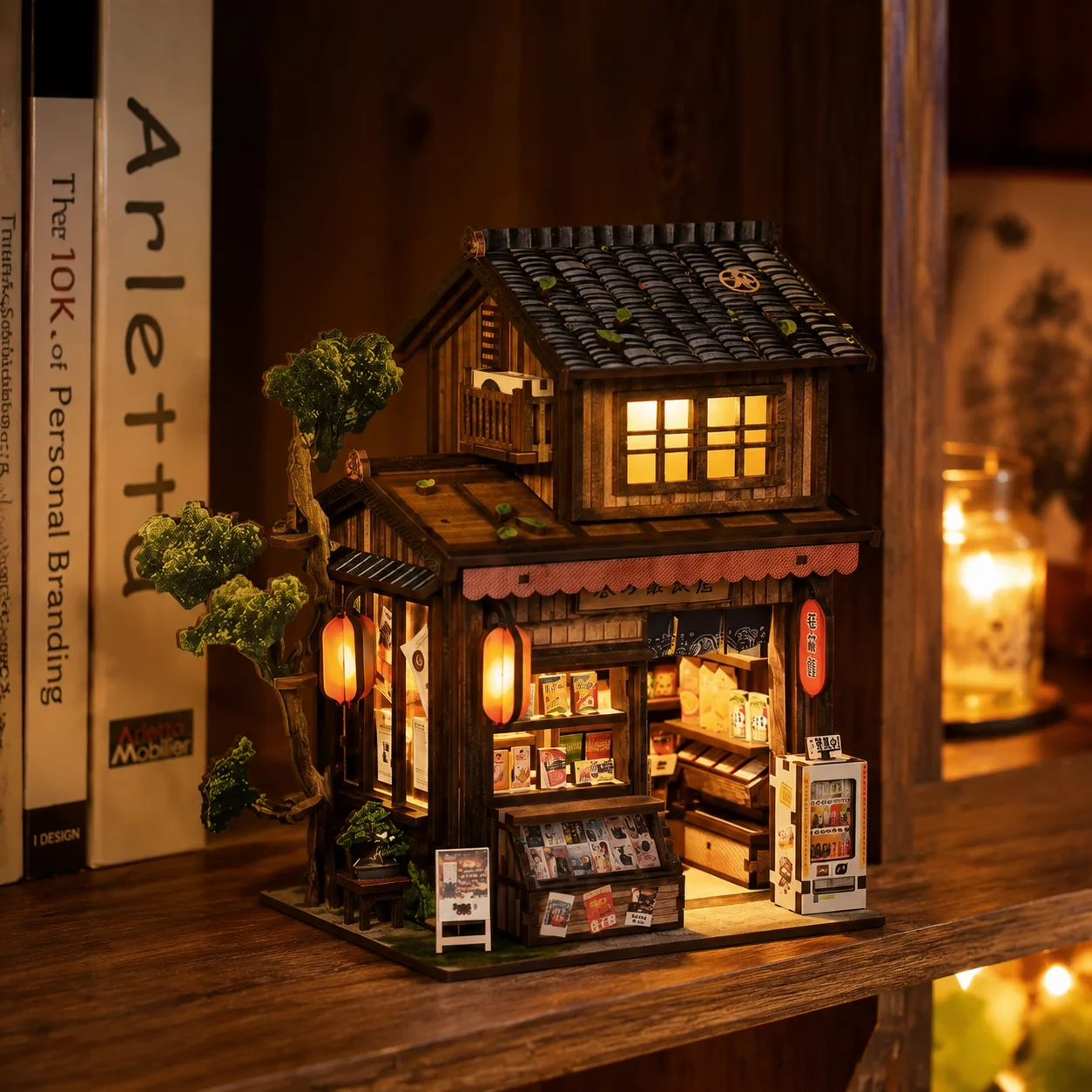 Japan Style DIY Wooden Book No - Diy Miniature Dollhouse Kit Book Nook 评论和价格
