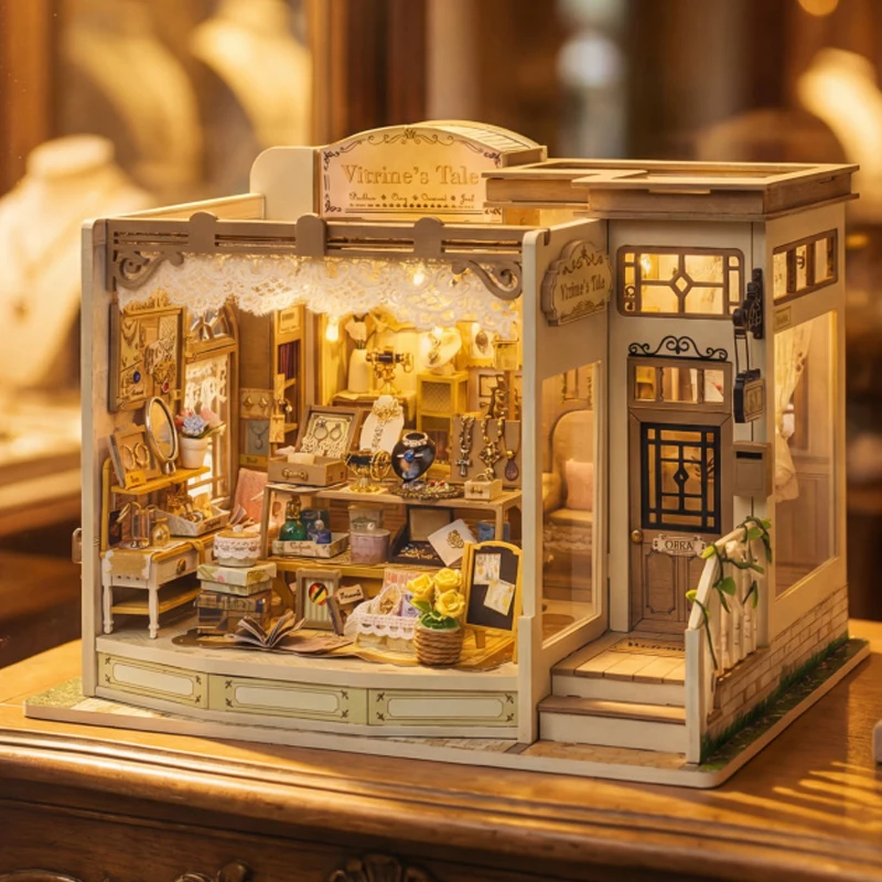 DIY Wooden Jewelry Store Casa  - Miniature Led Light Kit For Dollhouse 评论和价格